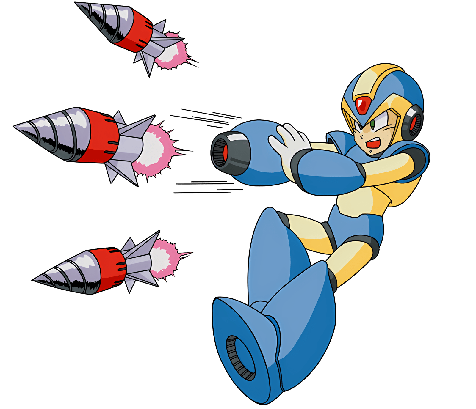 Megaman shooting missiles